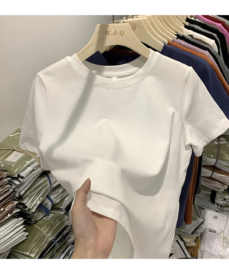 Women T Shirt Girls T-Shirt Woman Clothes Tops Tshirt Female Short Sleeve Spring Tee Sexy Y2k Top White