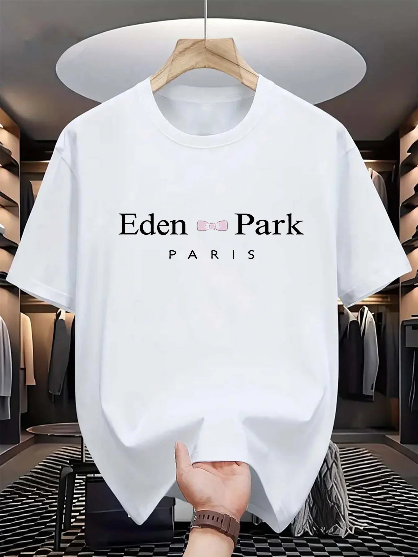 Men's summer 100% pure cotton fashionable casual loose sports Eden Park Paris printed round neck short sleeved T-shirt top