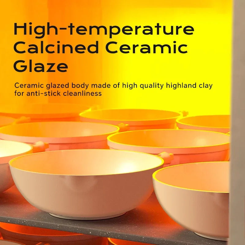 Stew Pot WithLid Soup Pot Non-stick Pot Thick Soup Ceramic Glaze Heat-Resistant Household Two Ears Cookware Gas Induction Cooker