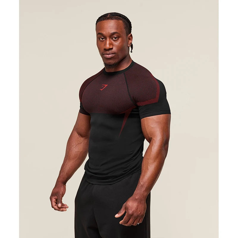 Men's High Elastic Quick Dry Sports man T-Shirt Tight Fitness Training Workout Breathable Summer Gym Trendy Brand TSHIRT MEN