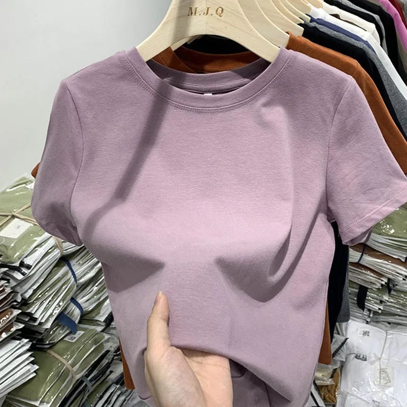 Women T Shirt Girls T-Shirt Woman Clothes Tops Tshirt Female Short Sleeve Spring Tee Sexy Y2k Top White