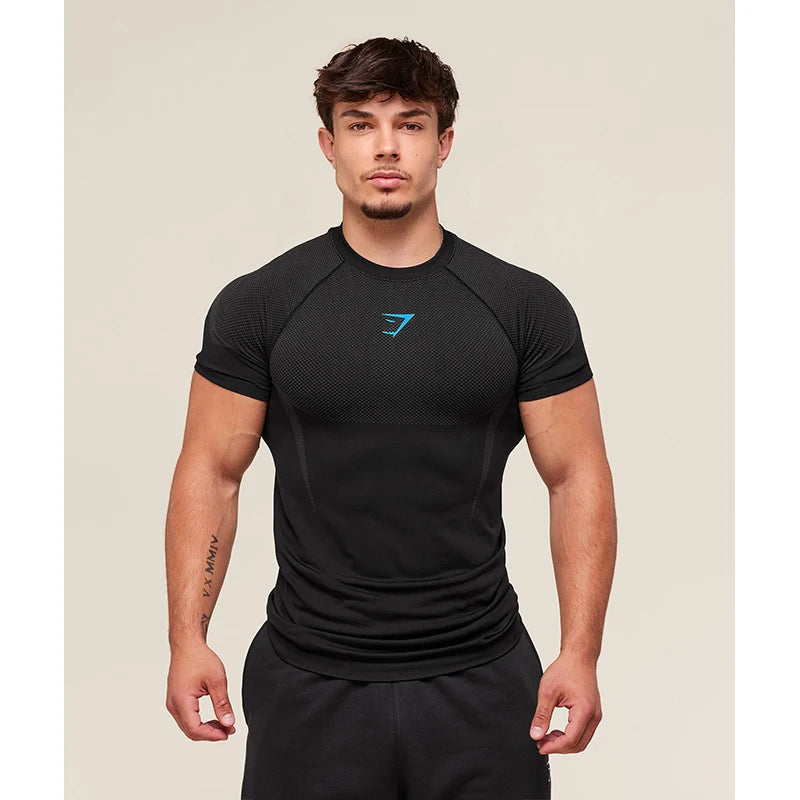Men's High Elastic Quick Dry Sports man T-Shirt Tight Fitness Training Workout Breathable Summer Gym Trendy Brand TSHIRT MEN