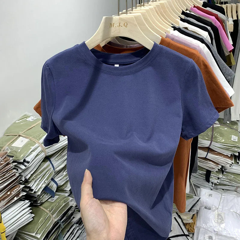 Women T Shirt Girls T-Shirt Woman Clothes Tops Tshirt Female Short Sleeve Spring Tee Sexy Y2k Top White