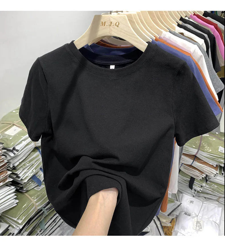 Women T Shirt Girls T-Shirt Woman Clothes Tops Tshirt Female Short Sleeve Spring Tee Sexy Y2k Top White