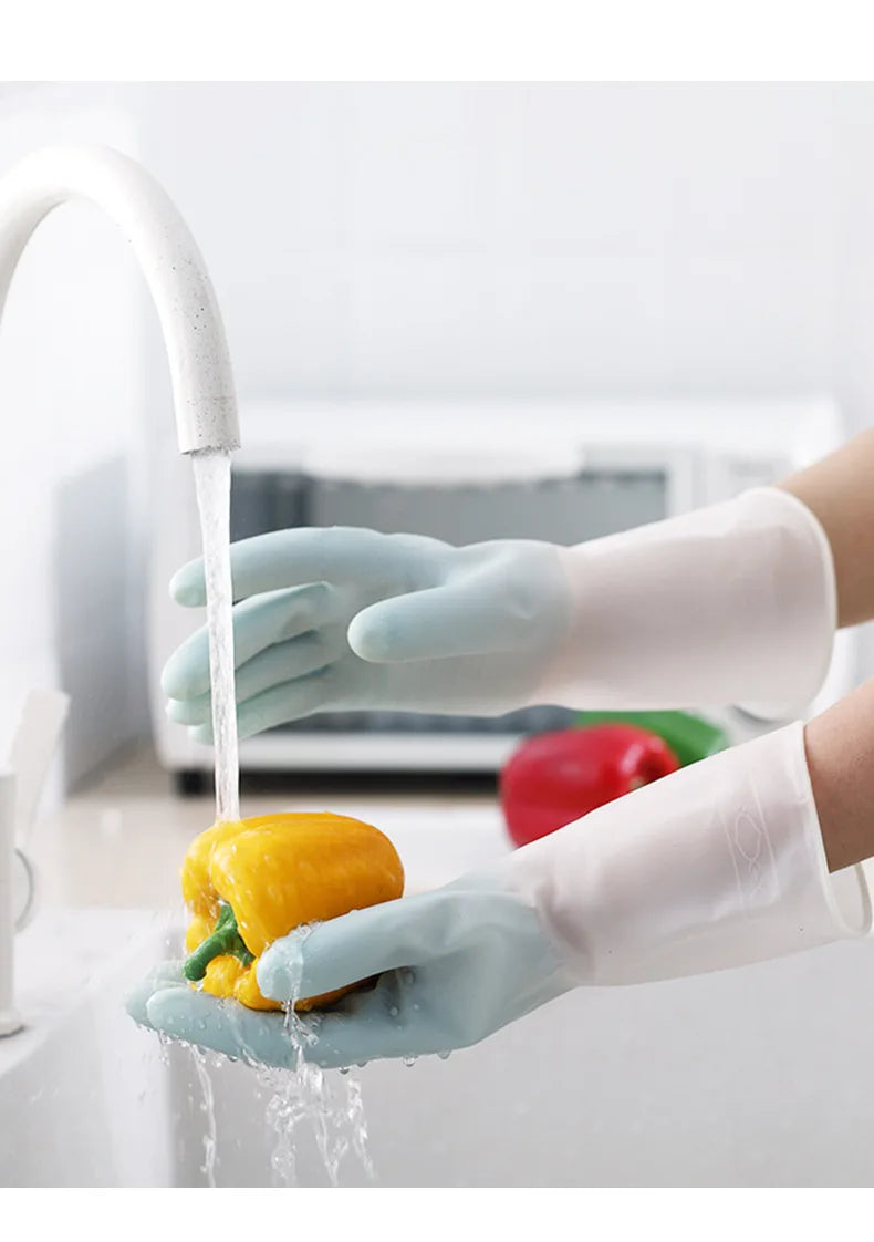 Household Dishwashing Gloves Women Washing Clothes Waterproof Rubber Gloves Thin Household Brush Bowl Latex Gloves #2723
