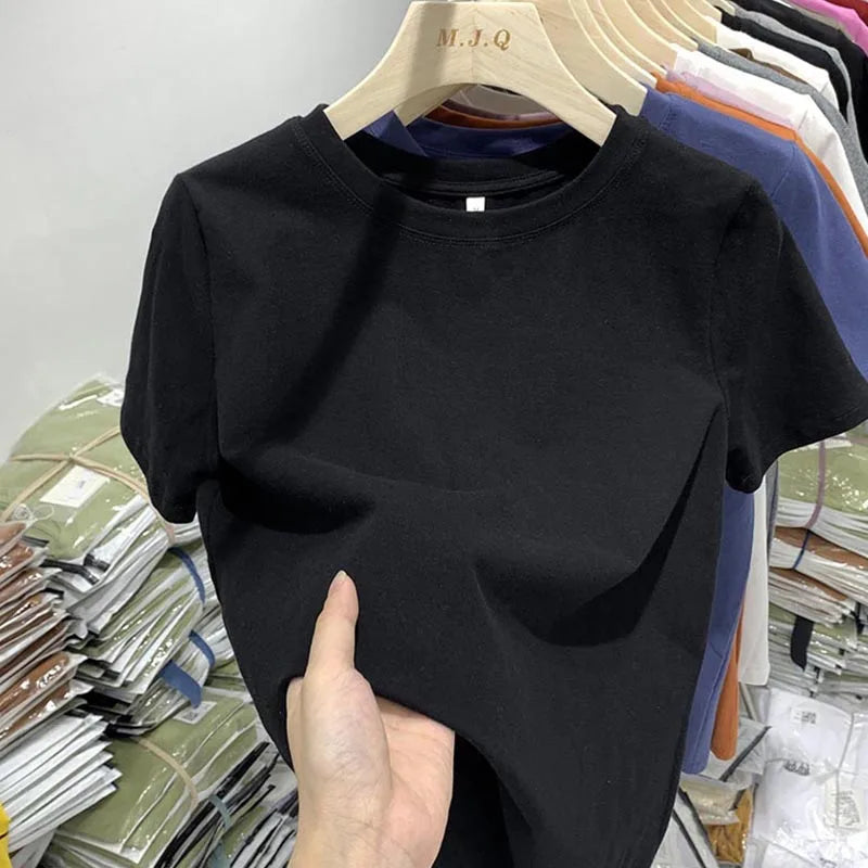 Women T Shirt Girls T-Shirt Woman Clothes Tops Tshirt Female Short Sleeve Spring Tee Sexy Y2k Top White