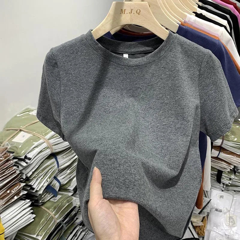 Women T Shirt Girls T-Shirt Woman Clothes Tops Tshirt Female Short Sleeve Spring Tee Sexy Y2k Top White