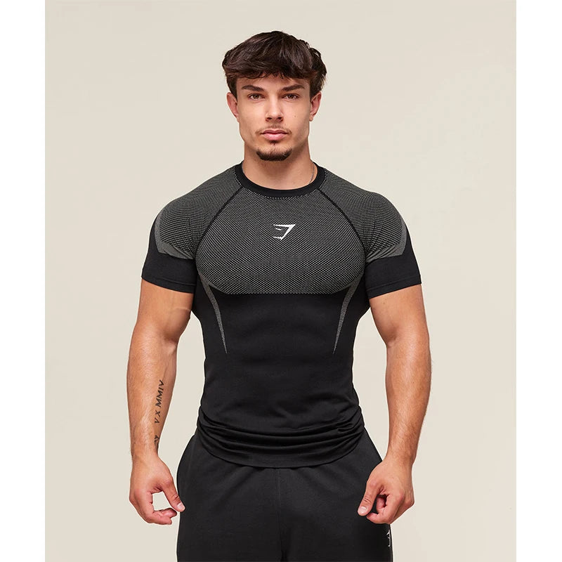 Men's High Elastic Quick Dry Sports man T-Shirt Tight Fitness Training Workout Breathable Summer Gym Trendy Brand TSHIRT MEN