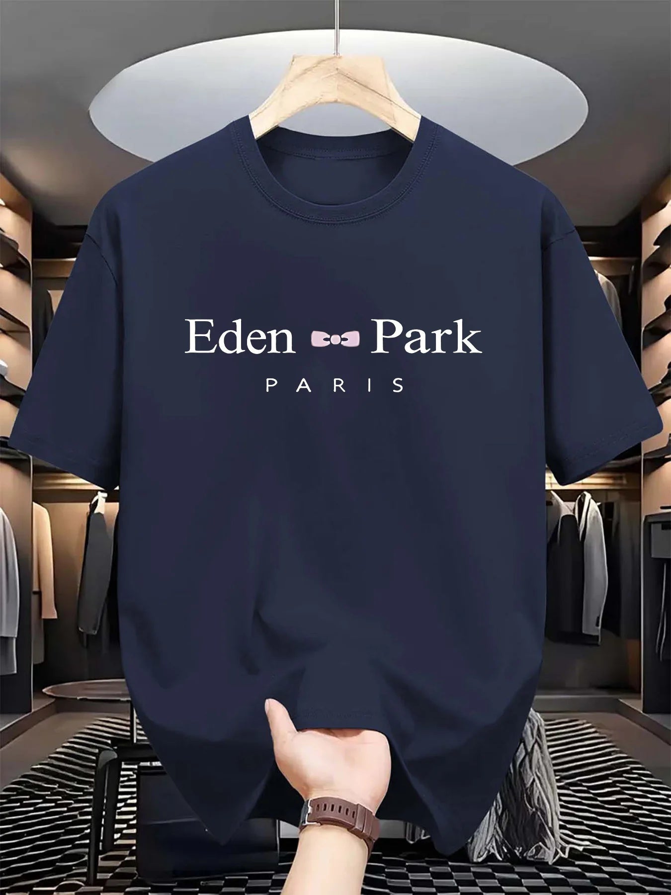 Men's summer 100% pure cotton fashionable casual loose sports Eden Park Paris printed round neck short sleeved T-shirt top