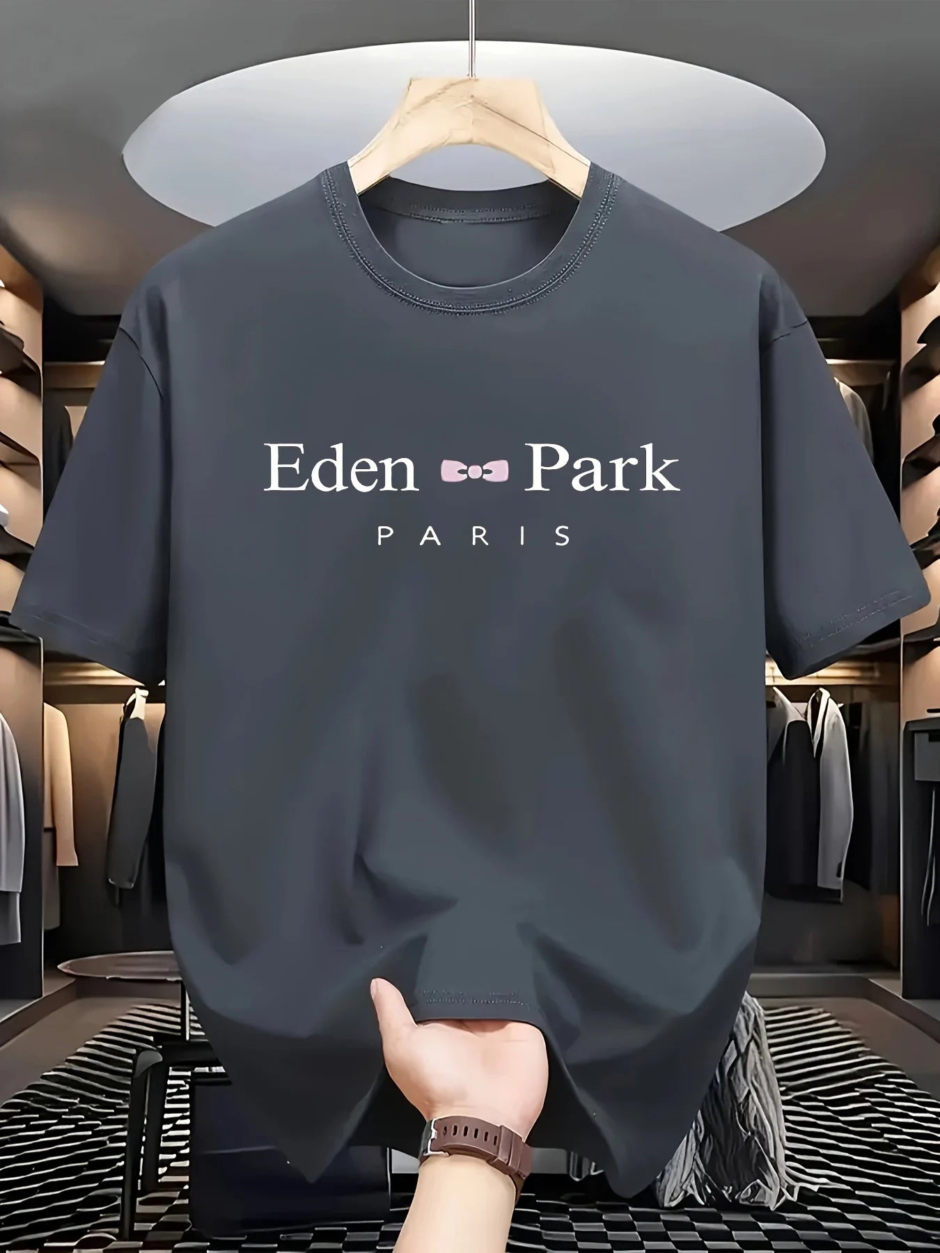 Men's summer 100% pure cotton fashionable casual loose sports Eden Park Paris printed round neck short sleeved T-shirt top