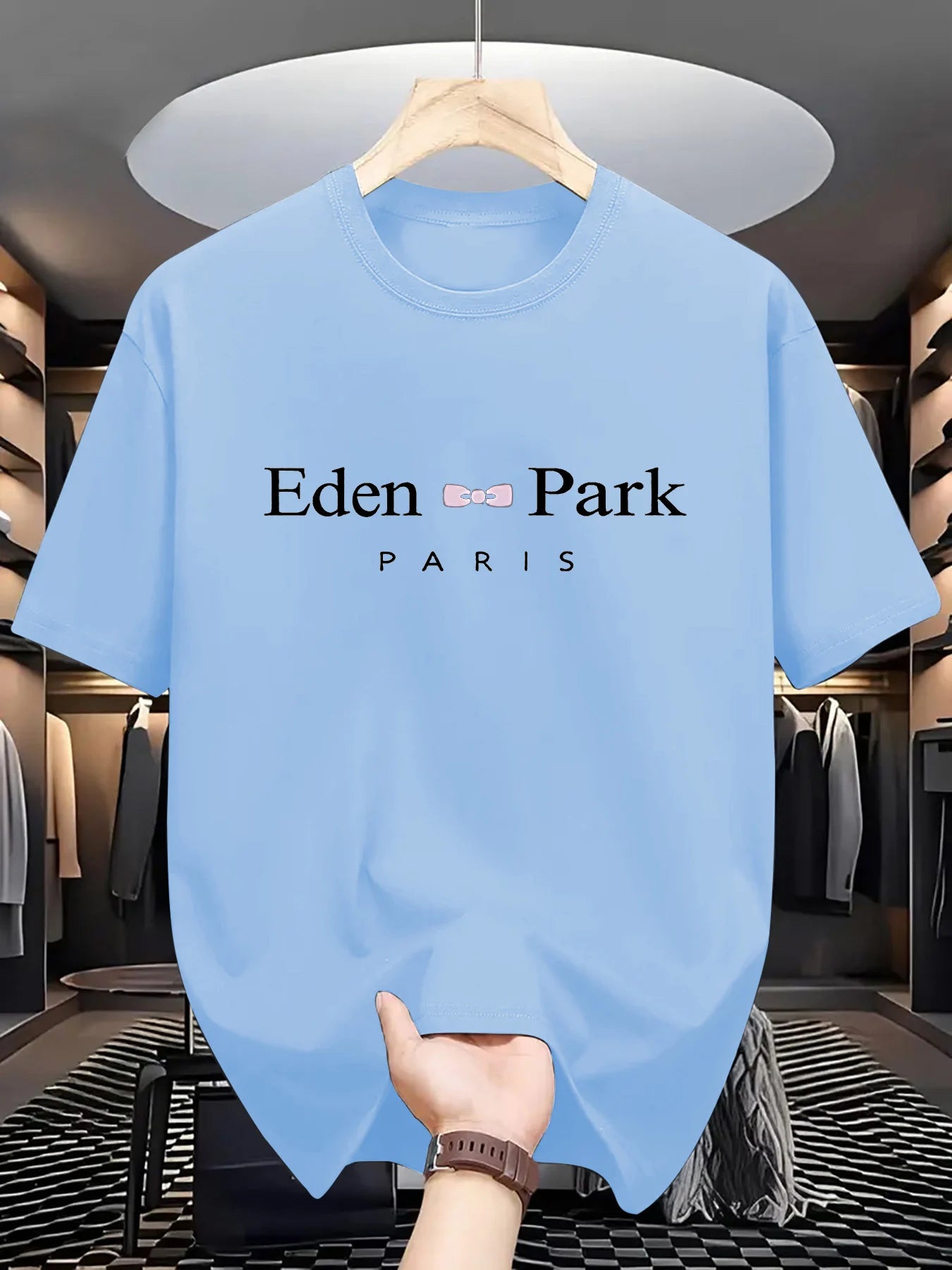 Men's summer 100% pure cotton fashionable casual loose sports Eden Park Paris printed round neck short sleeved T-shirt top