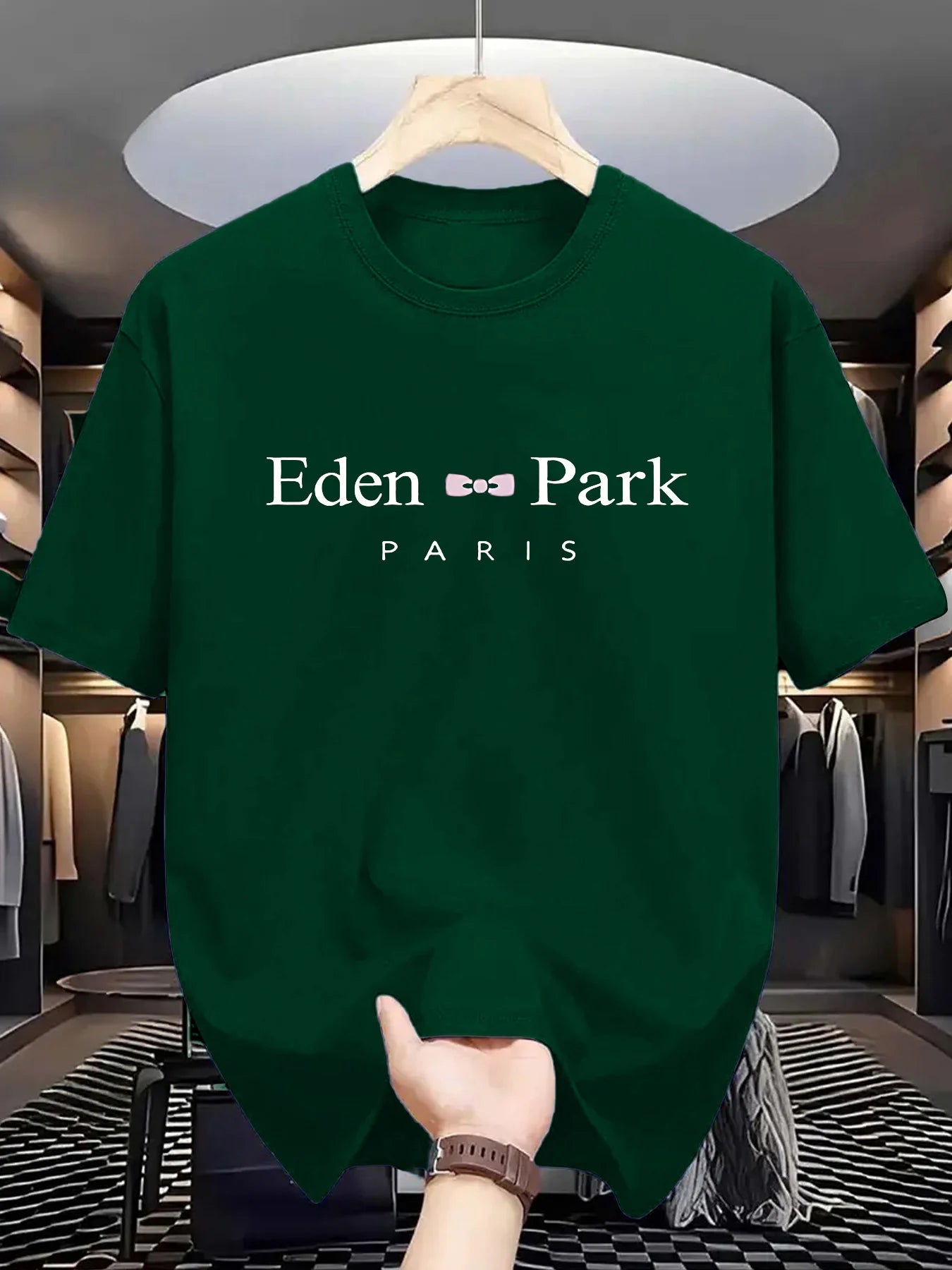 Men's summer 100% pure cotton fashionable casual loose sports Eden Park Paris printed round neck short sleeved T-shirt top