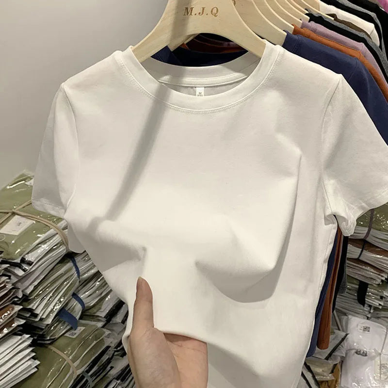 Women T Shirt Girls T-Shirt Woman Clothes Tops Tshirt Female Short Sleeve Spring Tee Sexy Y2k Top White