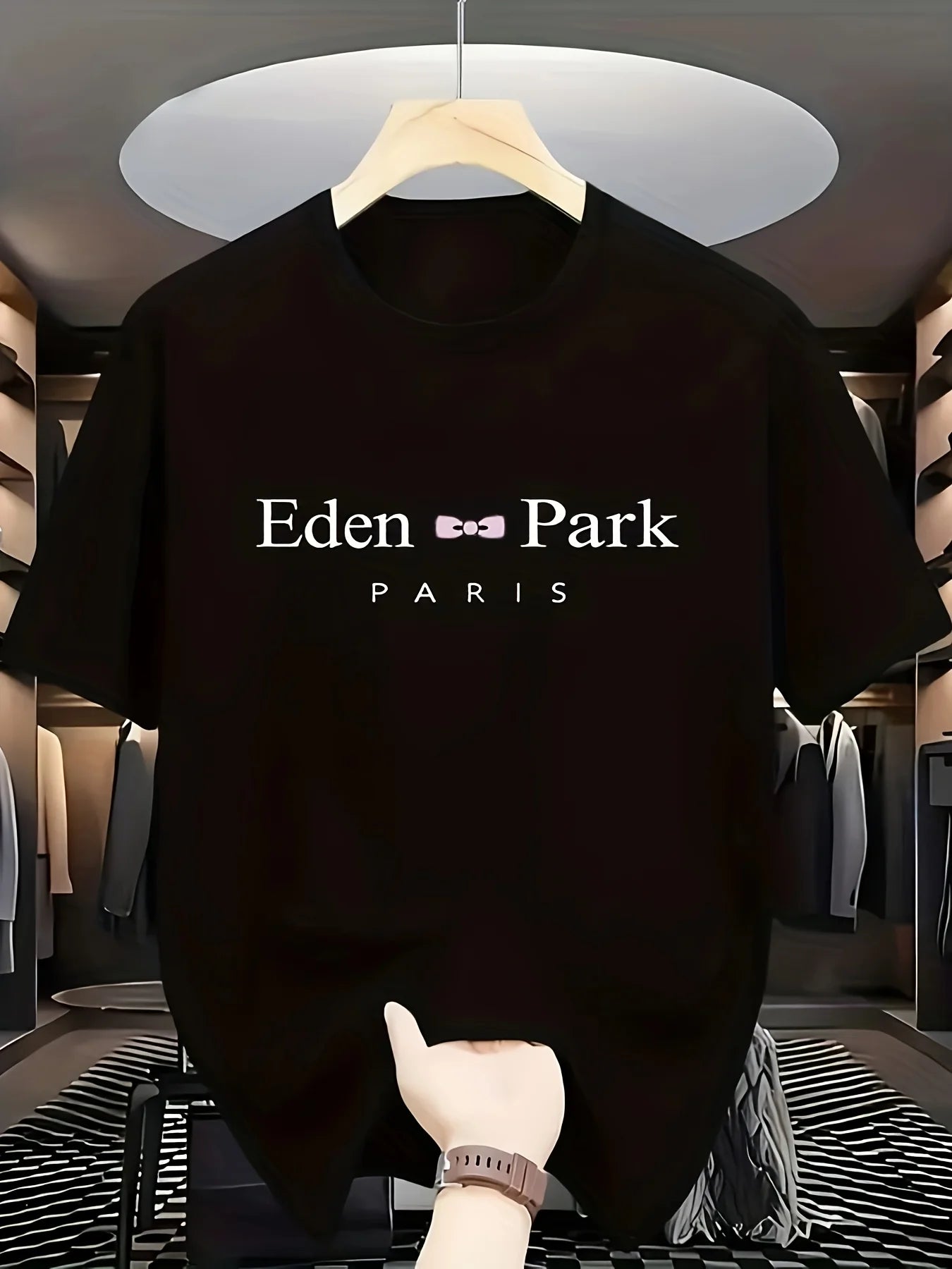 Men's summer 100% pure cotton fashionable casual loose sports Eden Park Paris printed round neck short sleeved T-shirt top