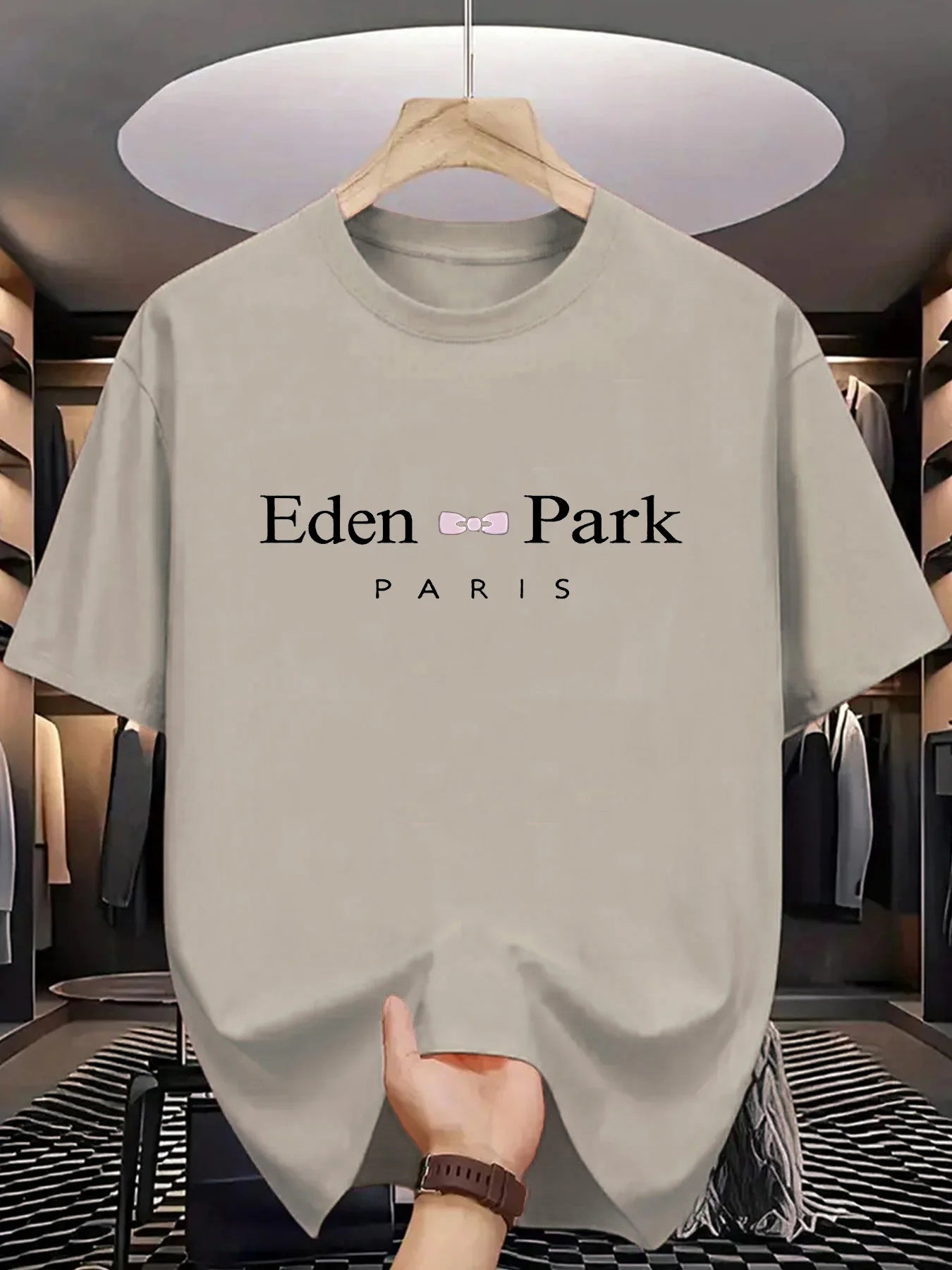 Men's summer 100% pure cotton fashionable casual loose sports Eden Park Paris printed round neck short sleeved T-shirt top