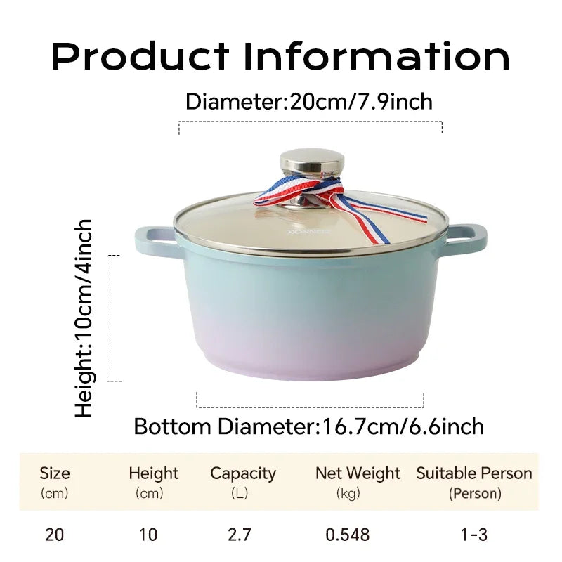 Stew Pot WithLid Soup Pot Non-stick Pot Thick Soup Ceramic Glaze Heat-Resistant Household Two Ears Cookware Gas Induction Cooker