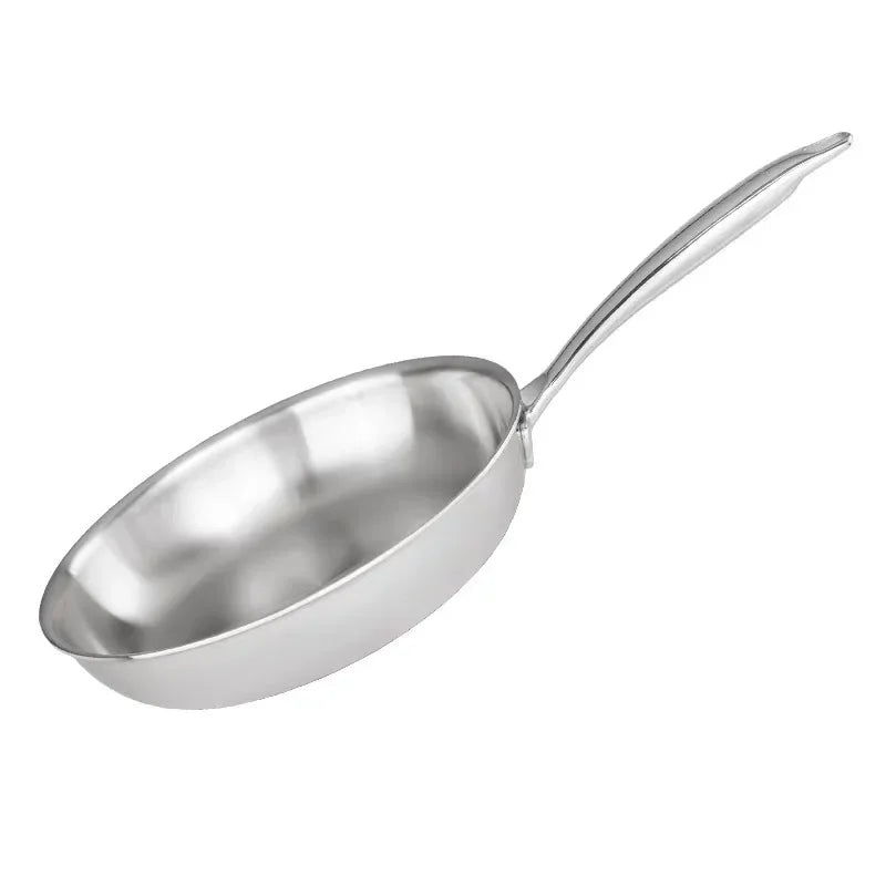 Stainless Steel Frying Pan 304 NonStick Pan Fried Steak Pot Uncoated Cookware For Gas Stove and Induction KitchenCooker