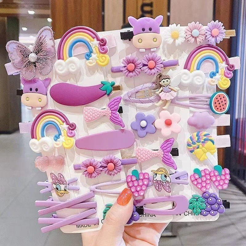 14-28-42-70Pcs Cartoon Baby Hair Clip Set Flower Fruit Baby Girl Barrettes Bangs Hairpins Kids Hair Accessories