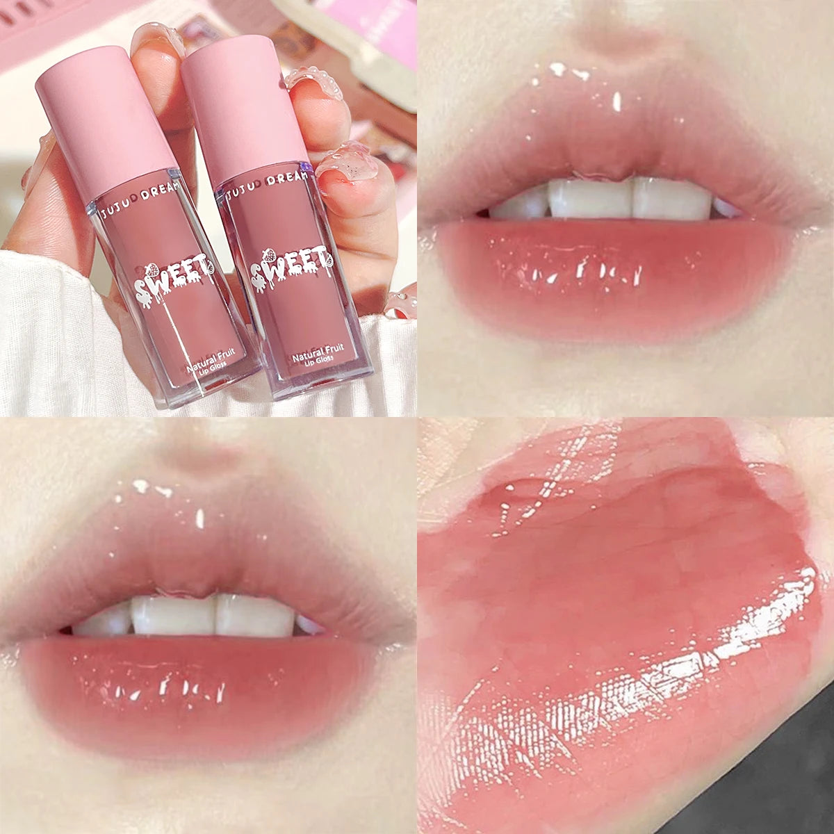 Glossy mirror lip gloss, nude lip gloss, moisturizing, brightening complexion, waterproof, long-lasting for a flawless finish