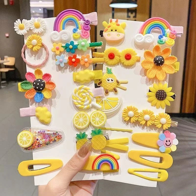 14-28-42-70Pcs Cartoon Baby Hair Clip Set Flower Fruit Baby Girl Barrettes Bangs Hairpins Kids Hair Accessories