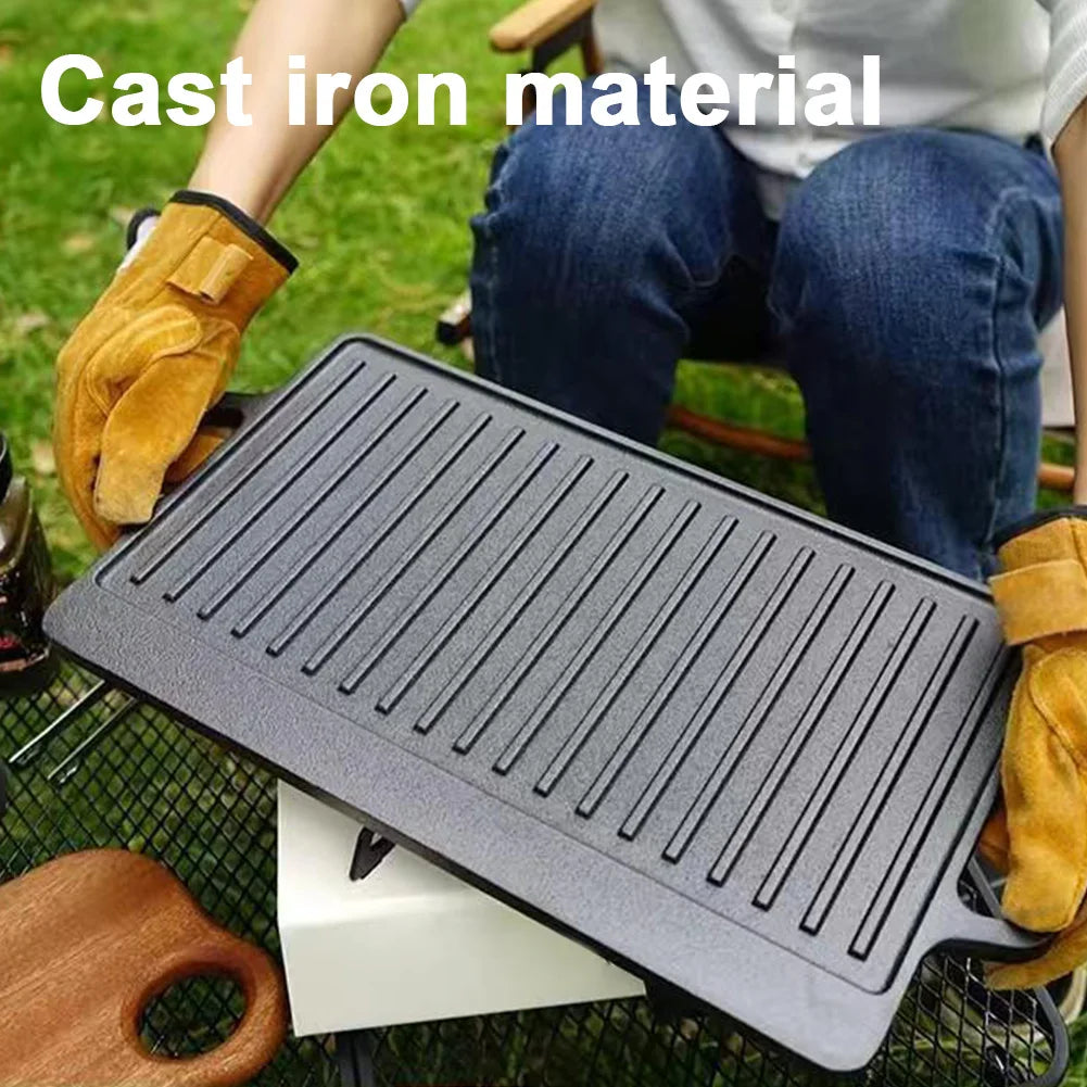 Non-stick Pancake Grill Pan Double Sided Oil Frying Baking Pan Induction Cooker Outdoor Barbecue Plate Camping Kitchen Bakeware