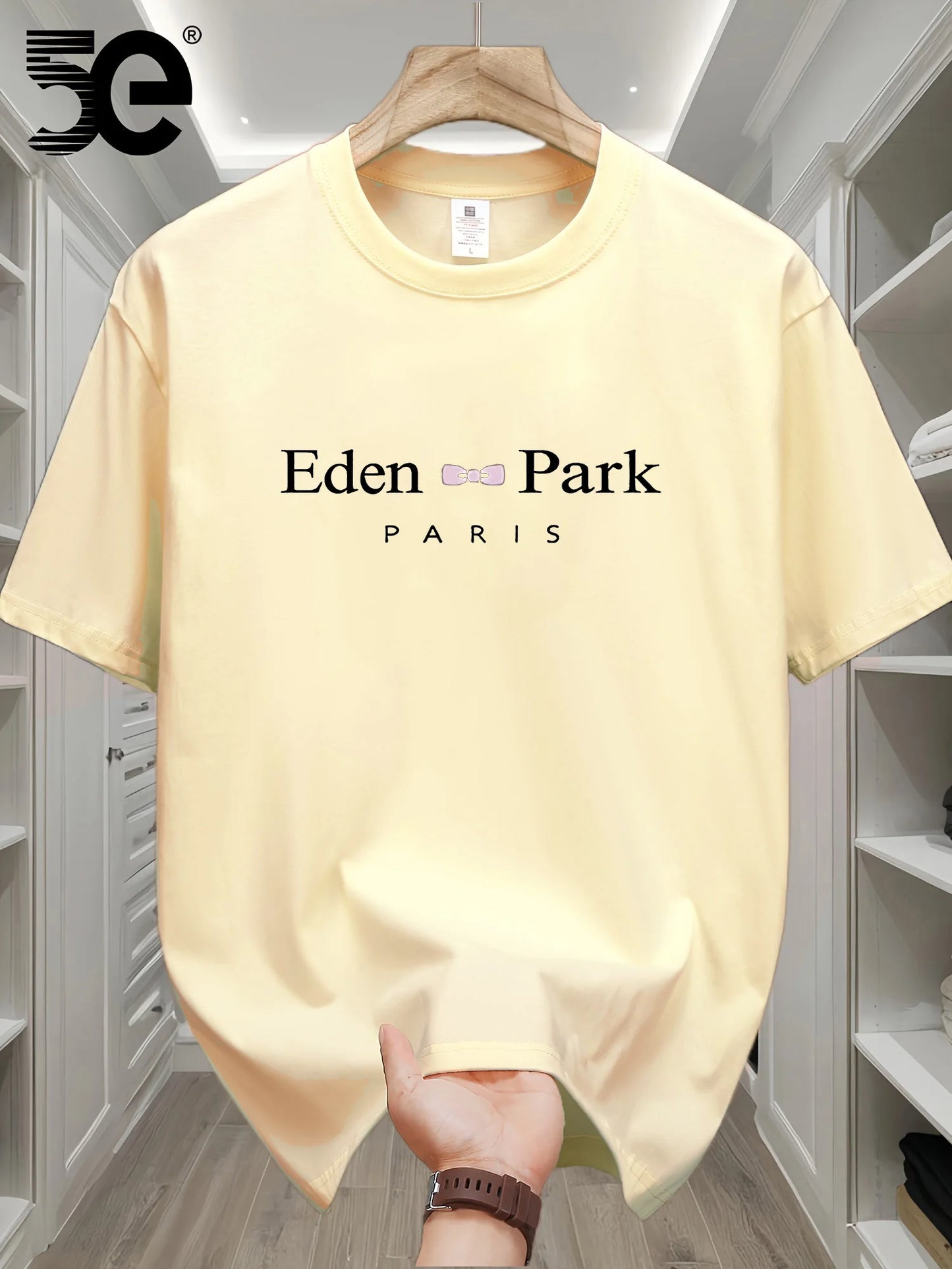Men's summer 100% pure cotton fashionable casual loose sports Eden Park Paris printed round neck short sleeved T-shirt top