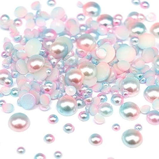 1100pcs ABS Gradient Imitation Pearls Half Round Assorted Mixed Sizes 3-8mm Flatback Beads For Jewelry Making DIY Nail Art And Other Patches Decors Craft Supplies