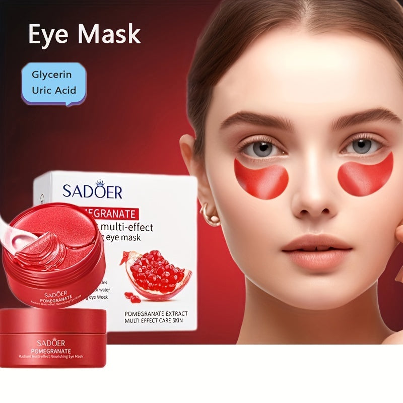60 Pcs Box of Hydrating Pomegranate Essence Under Eye Patches for Firming Eye Skin, Rejuvenating Eye Masks with Eye Gel Pads