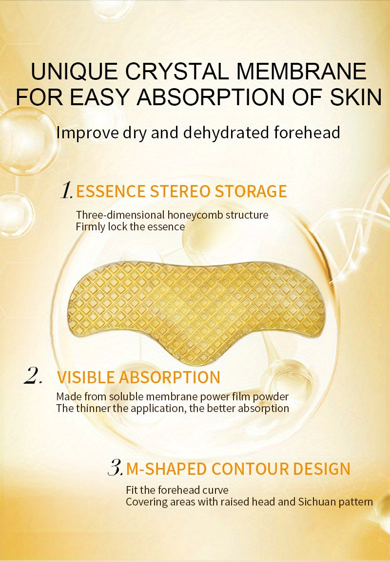 5-Piece ILISYA Golden Collagen Forehead Patches - Replenish Water, Deeply Moisturize, Anti-Aging, Smooth Wrinkles, and Hydrate Skin with 24K Golden Essence