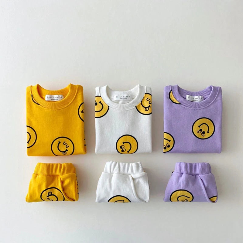 Baby Love Eyes Smile Face Tee Shorts 2-piece Set