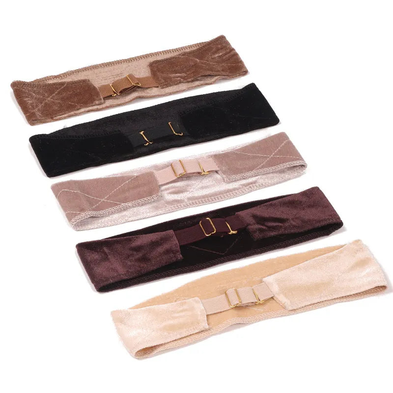 Wig Grip Headband For Lace Frontal Wigs Hair Wrap Velvet Wig Gripper Black Skin Non Slip Headband With Adjustable Elastic Band