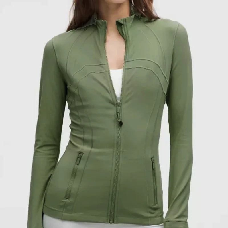 Women's Slim-Fit Zippered Training define Jacket - Long Sleeve Fitness Running Top for Jogging & Sports