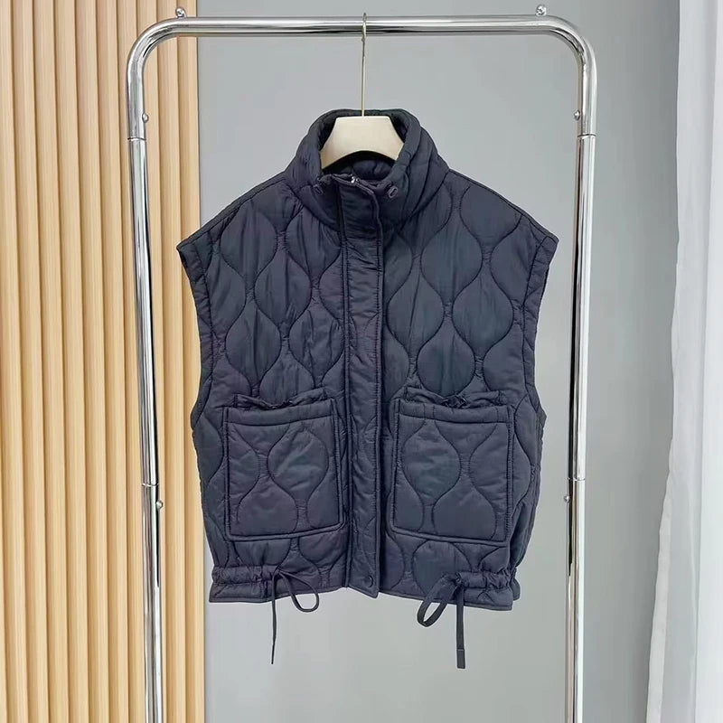 Women's vest Autumn Fashion Loose Sleeveless Jackets Vintage Black and White Coats Casual Waistcoat Streetwear Female  Clothes