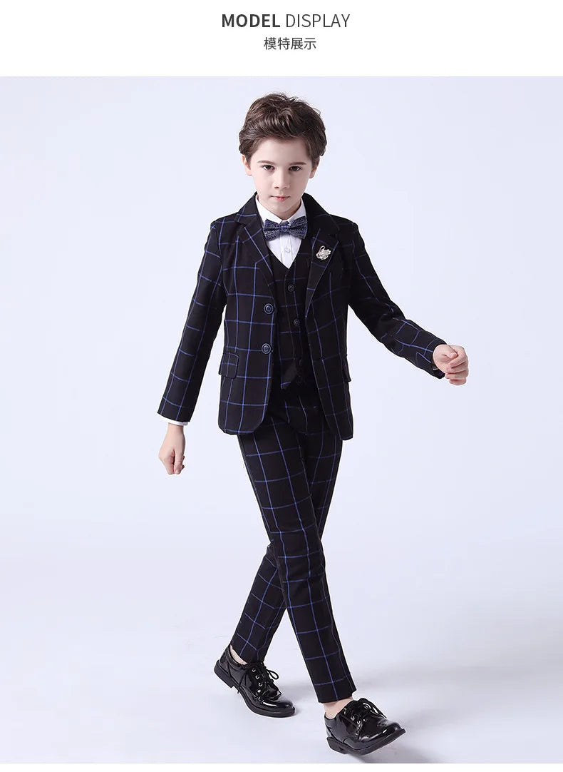 Boys Suit For Wedding Teenager Kids Formal Ceremony Tuxedo Dress Children Photograph Blazer Evening Party Performance Costume