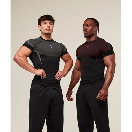 Men's High Elastic Quick Dry Sports man T-Shirt Tight Fitness Training Workout Breathable Summer Gym Trendy Brand TSHIRT MEN