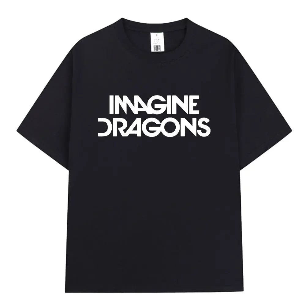 Imagine Dragons Loom World Tour 2024 T Shirt Rock Band Cartoon Dragon T-shirts Men Women High Quality Cotton Short Sleeve Tshirt