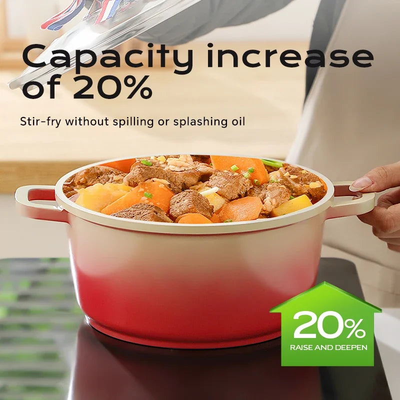 Stew Pot WithLid Soup Pot Non-stick Pot Thick Soup Ceramic Glaze Heat-Resistant Household Two Ears Cookware Gas Induction Cooker
