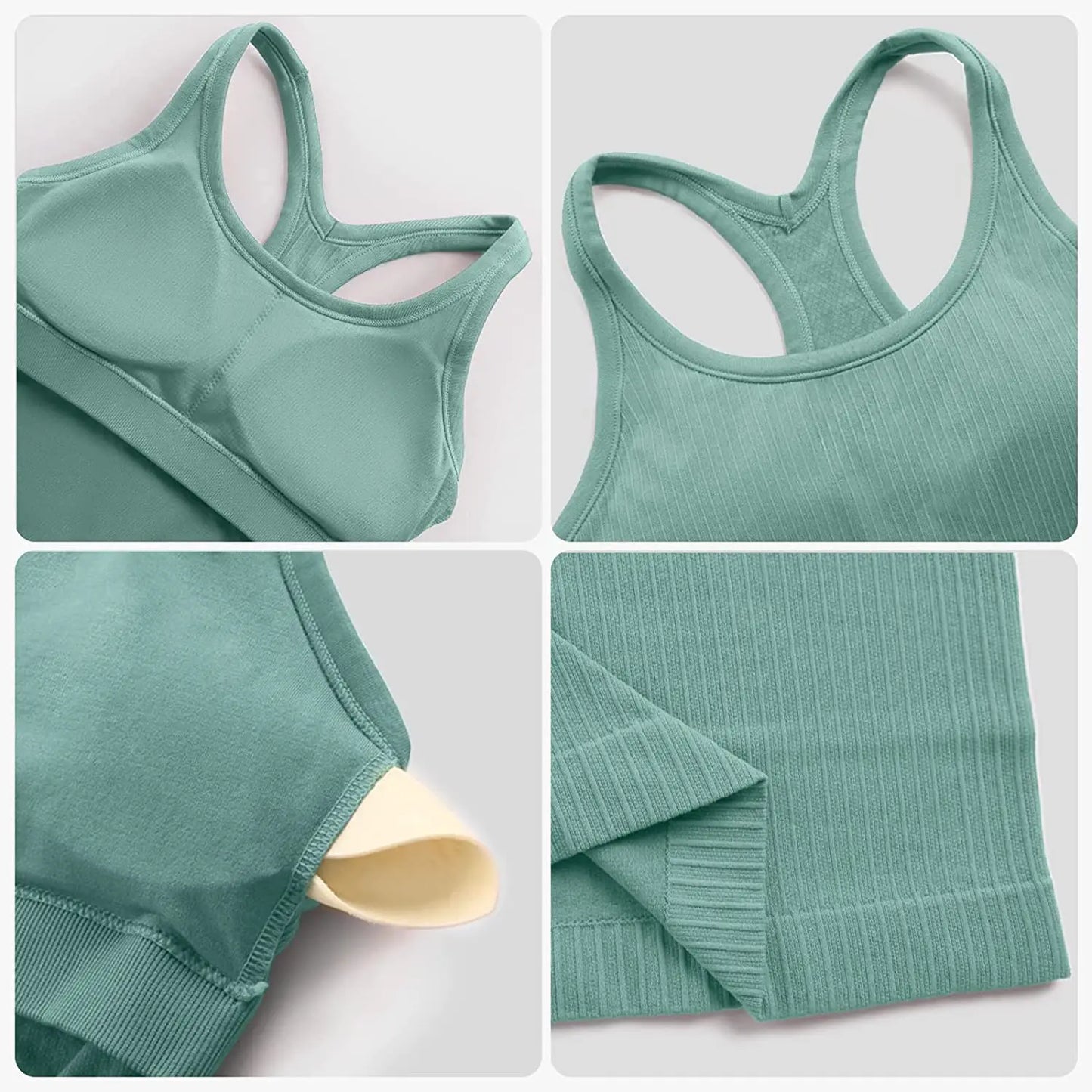 Attraco Women Camisole Racerback Design U-Neck Basic Breathable Sportswear Solid Soft Build-in Shelf Bra Running Tank Tops