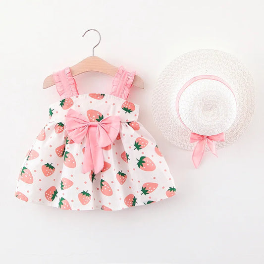 Baby Stylish Cotton Dress Bow Tie Hat