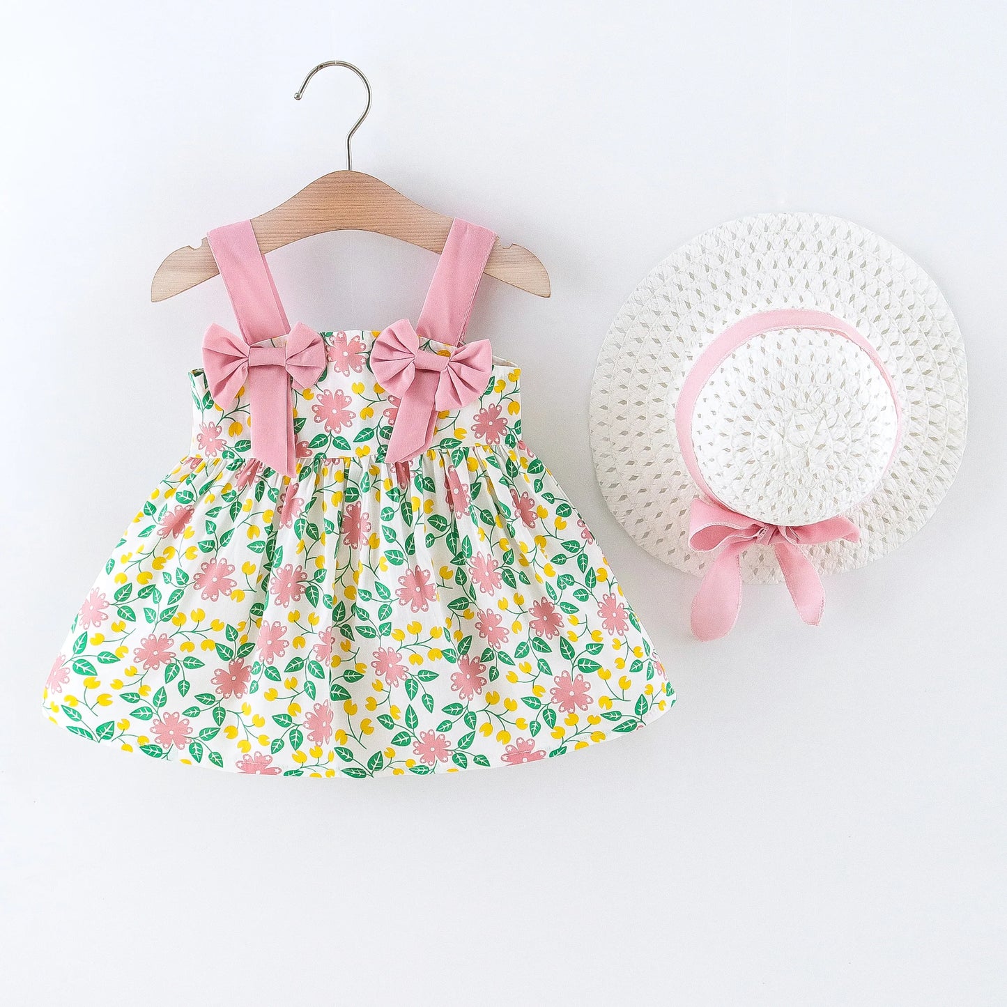 Baby Stylish Cotton Dress Bow Tie Hat