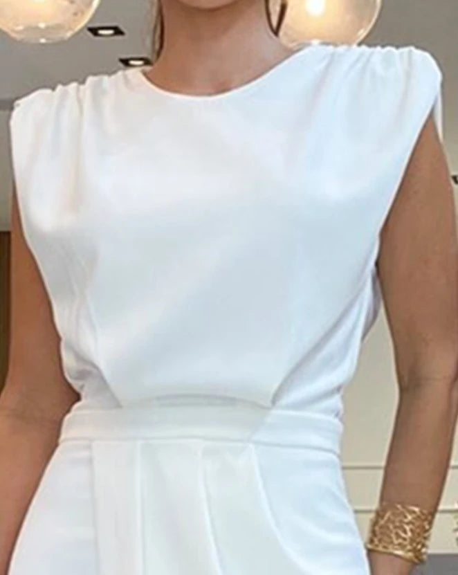 Women's Clothes New Cap Sleeve Ruched Casual Dress Temperament Commuting Female Fashion Wrap Hip Asymmetrical Skinny Dresses
