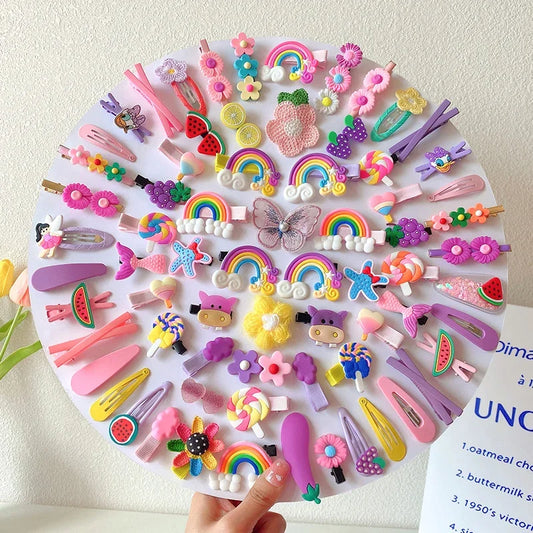 14-28-42-70Pcs Cartoon Baby Hair Clip Set Flower Fruit Baby Girl Barrettes Bangs Hairpins Kids Hair Accessories