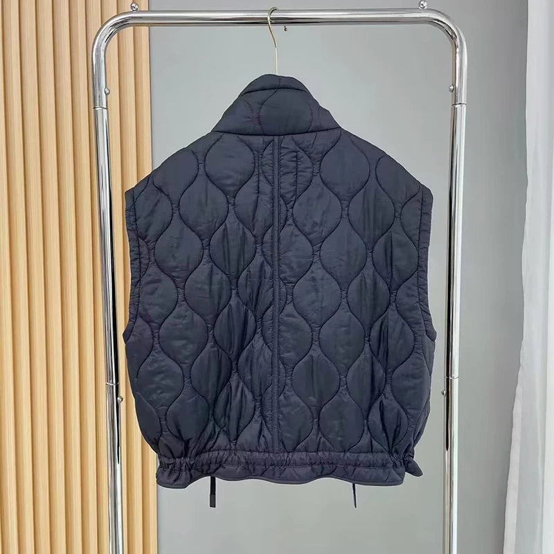 Women's vest Autumn Fashion Loose Sleeveless Jackets Vintage Black and White Coats Casual Waistcoat Streetwear Female  Clothes