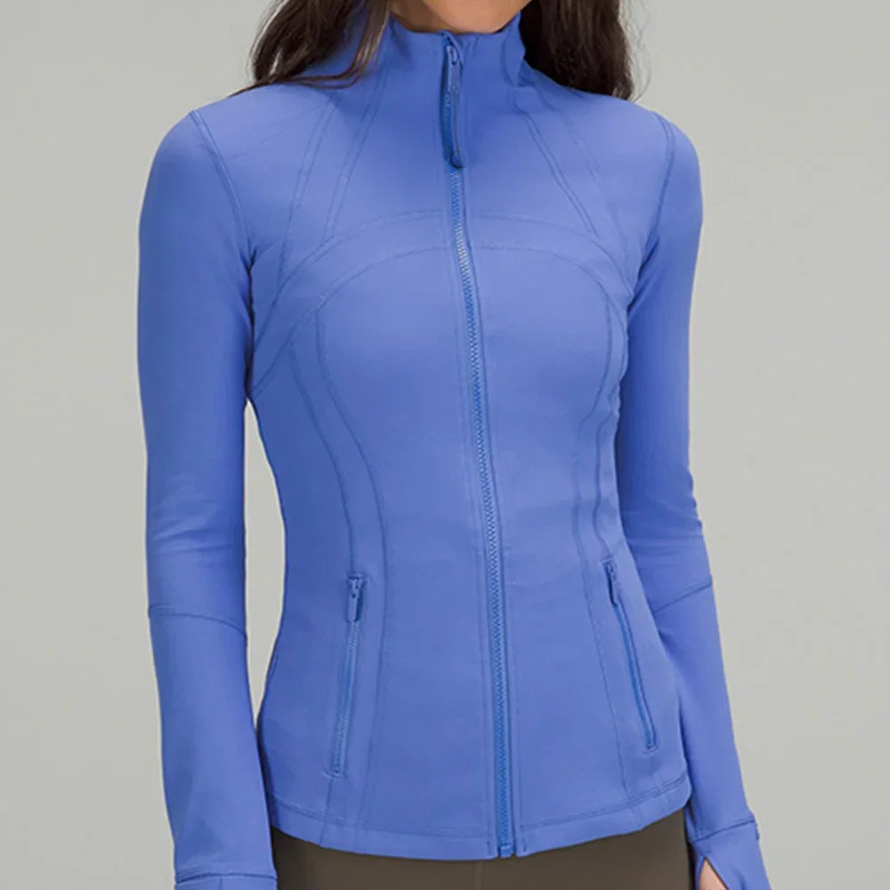Women's Slim-Fit Zippered Training define Jacket - Long Sleeve Fitness Running Top for Jogging & Sports