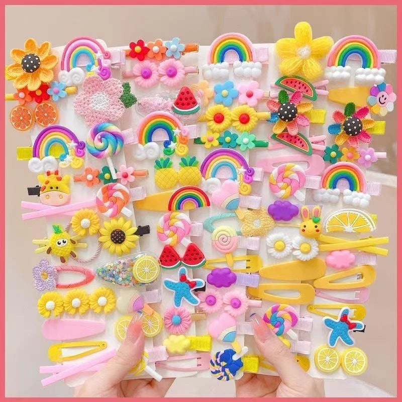 14-28-42-70Pcs Cartoon Baby Hair Clip Set Flower Fruit Baby Girl Barrettes Bangs Hairpins Kids Hair Accessories