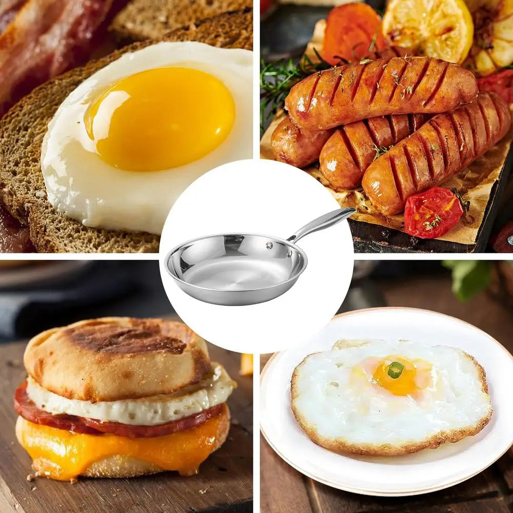 Stainless Steel Frying Pan Non-Stick Pan Fried Steak Pot Uncoated Kitchen Cookware For Home Gas Stove and Induction Cooker