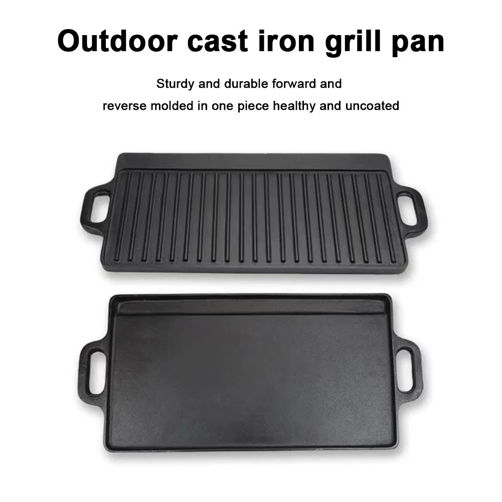 Non-stick Pancake Grill Pan Double Sided Oil Frying Baking Pan Induction Cooker Outdoor Barbecue Plate Camping Kitchen Bakeware
