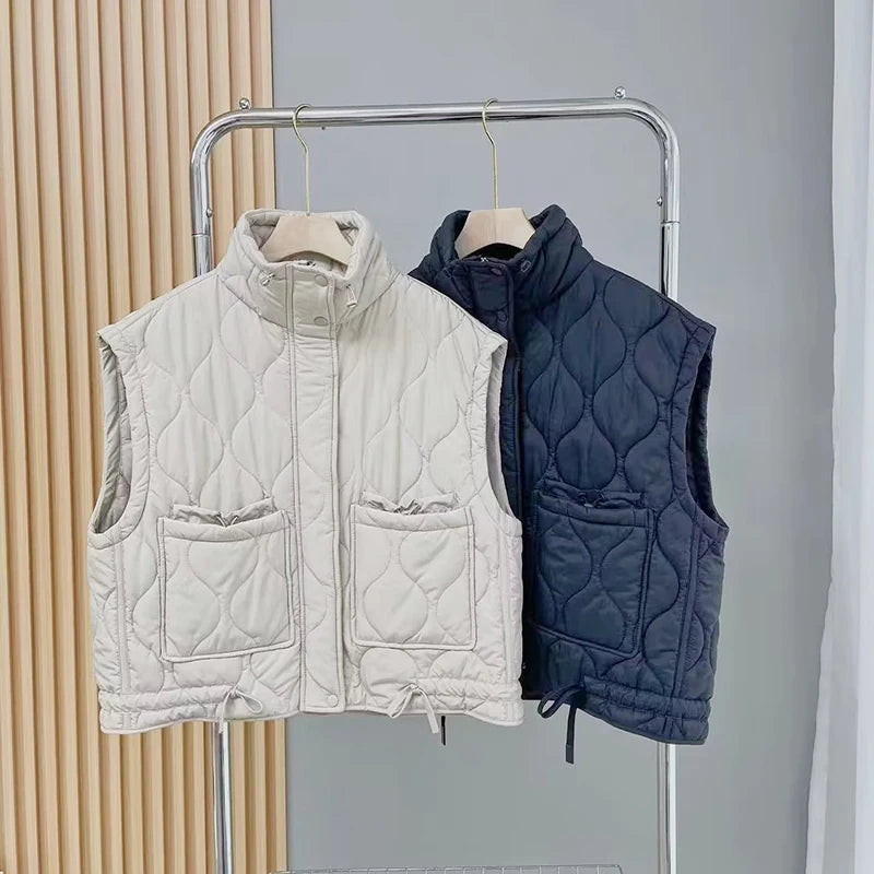 Women's vest Autumn Fashion Loose Sleeveless Jackets Vintage Black and White Coats Casual Waistcoat Streetwear Female  Clothes