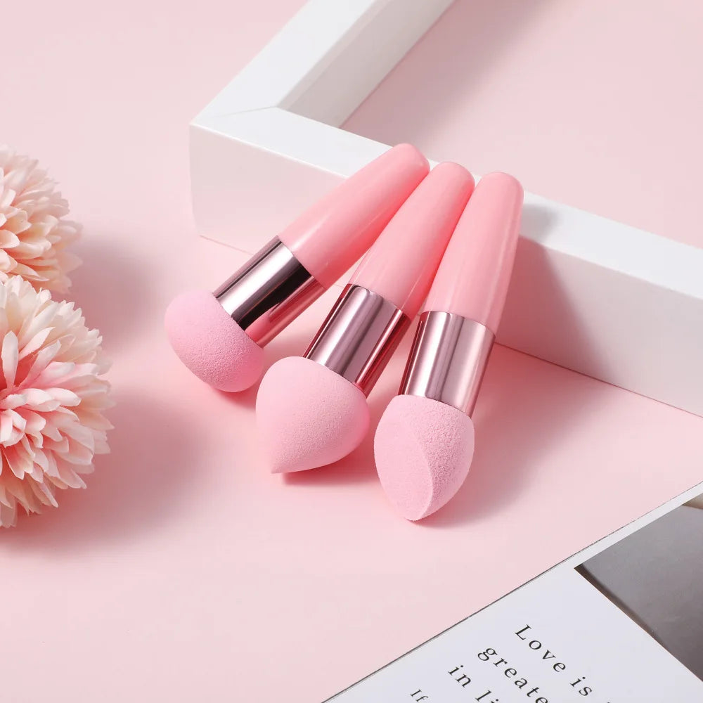 3Pcs Beauty Pen Set Sponge Makeup With Handle Foundation Sponge Blending Sponges Tools Compact Size For Suitable All