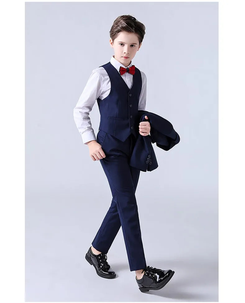 Boys Suit For Wedding Teenager Kids Formal Ceremony Tuxedo Dress Children Photograph Blazer Evening Party Performance Costume